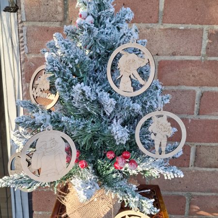 6 x Aphmau Christmas Tree Hanging Decorations, Wooden Tree Ornament,