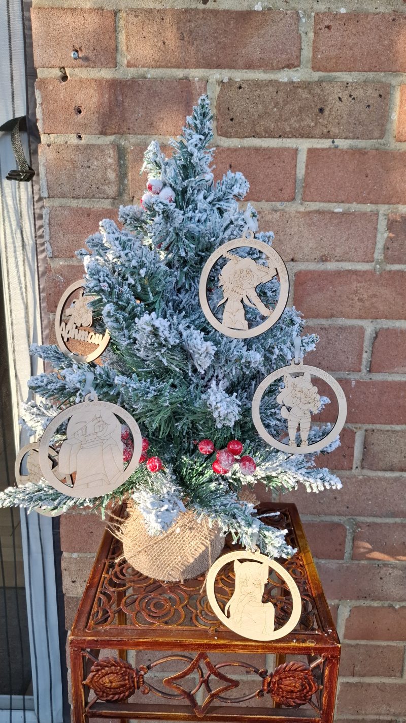 6 x Aphmau Christmas Tree Hanging Decorations, Wooden Tree Ornament,