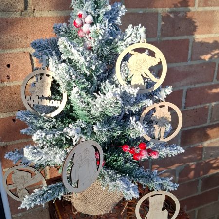 6 x Aphmau Christmas Tree Hanging Decorations, Wooden Tree Ornament,