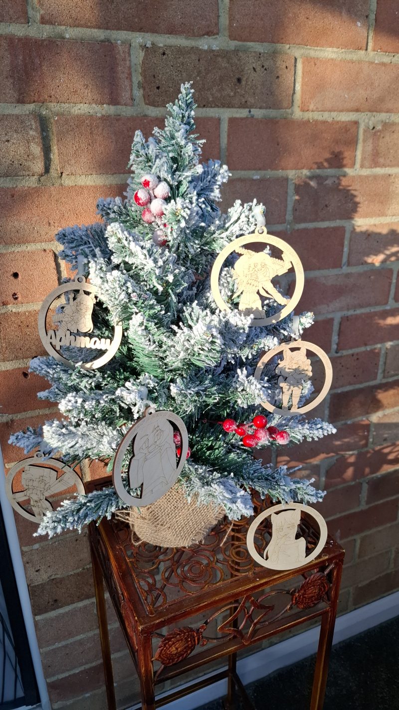 6 x Aphmau Christmas Tree Hanging Decorations, Wooden Tree Ornament,