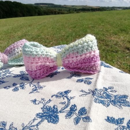 Crochet Hair Bow, Barrette Clip, Standard Size. Party, Gift.