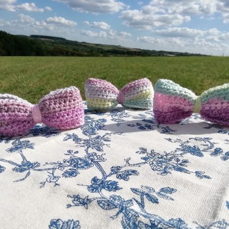 Crochet Hair Bow, Barrette Clip, Standard Size. Party, Gift.