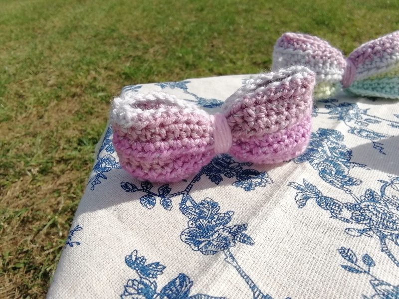 Crochet Hair Bow, Barrette Clip, Standard Size. Party, Gift.