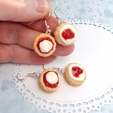 Cream tea scone earrings Devon and Cornish varieties - message your preference