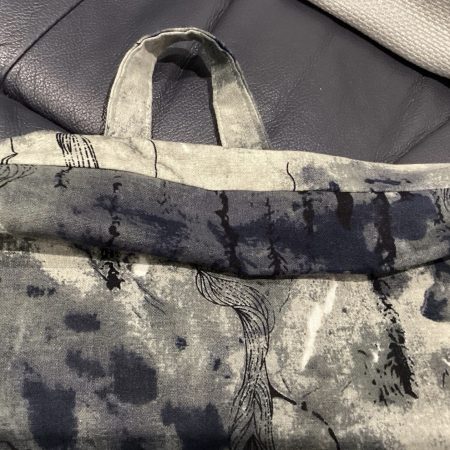 Beautiful Dye Print Fabric Lined Tote Bag with Inside Pockets & Cream Edging