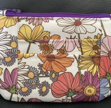 Beautiful Floral Fabric Zipped Coin/Card Purse with Matching Lining