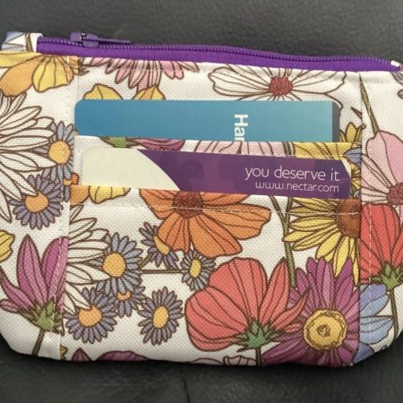 Beautiful Floral Fabric Zipped Coin/Card Purse with Matching Lining