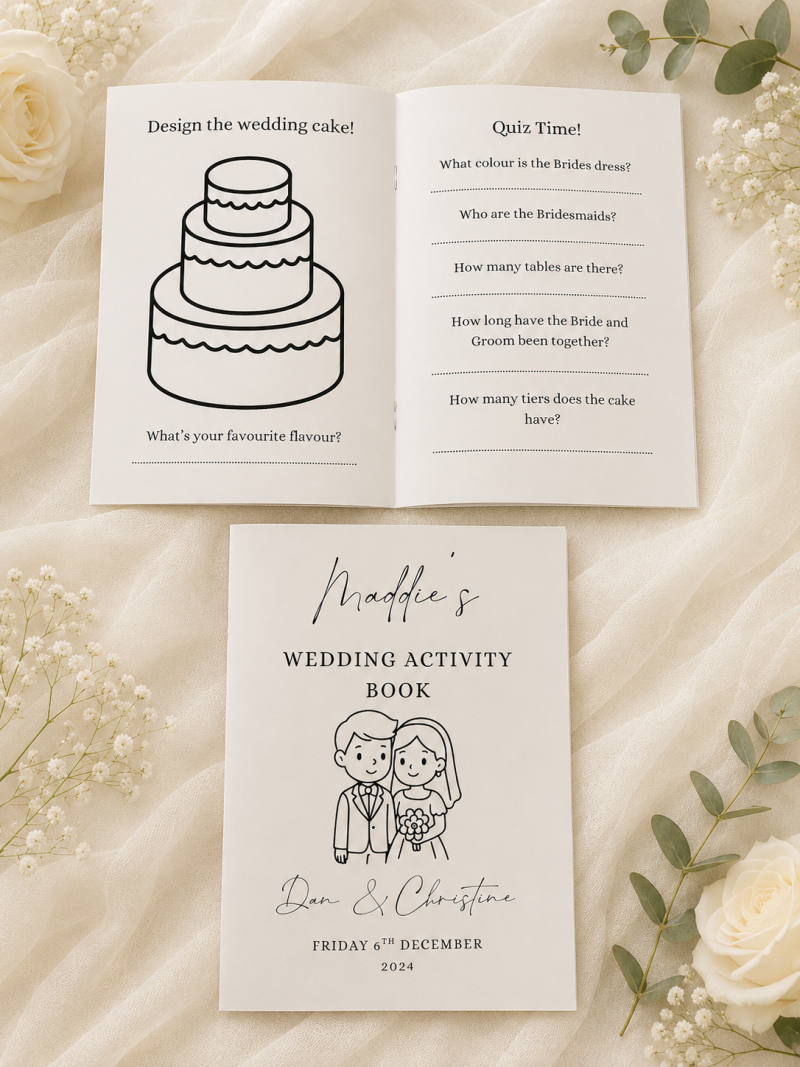 Personalised Wedding Activity Pack – 12 Page Kids Pack