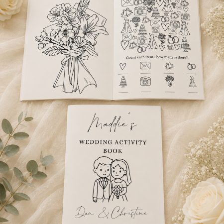 Personalised Wedding Activity Pack – 12 Page Kids Pack