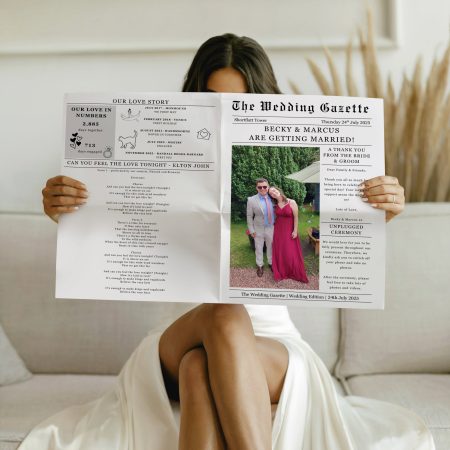 Personalised Wedding Newspaper – A4 or A5 | Wedding Stationery