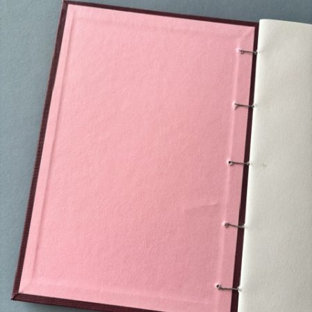 A5 Coptic stitch burgundy notebook | 48 pages | Shhh I’m Reading Design| Elastic closure
