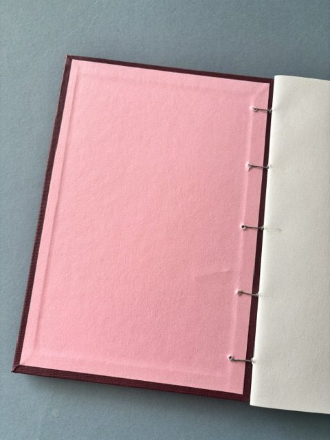 A5 Coptic stitch burgundy notebook | 48 pages | Shhh I’m Reading Design| Elastic closure