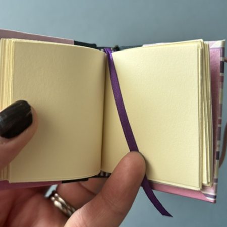 Handmade Notebook Keyring | 48 pages | Blue | Purple & Pink Stripes | Unlined paper