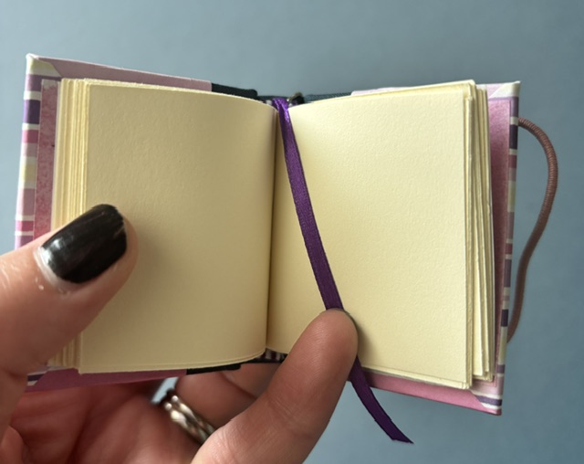 Handmade Notebook Keyring | 48 pages | Blue | Purple & Pink Stripes | Unlined paper
