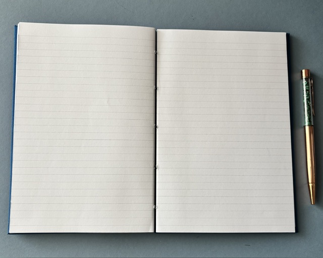 A5 Coptic stitch blue notebook | 48 pages | Lined paper | Write on notepad design| Elastic closure | Handstitched