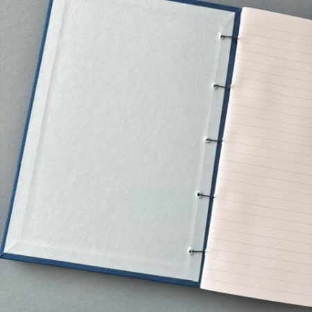 A5 Coptic stitch blue notebook | 48 pages | Lined paper | Write on notepad design| Elastic closure | Handstitched