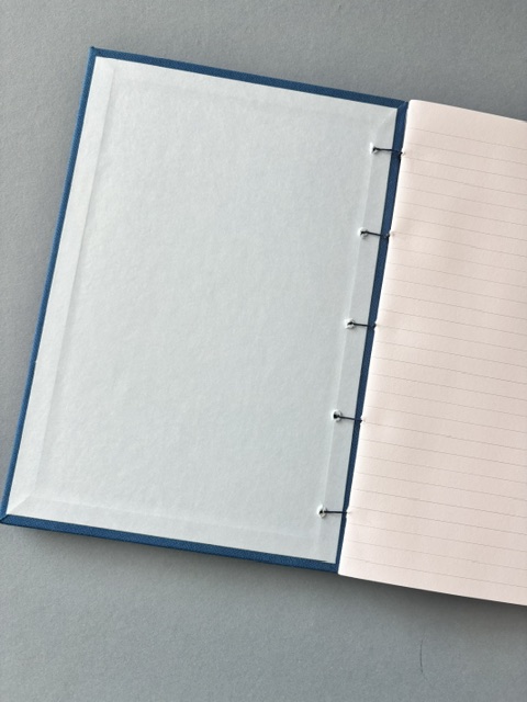 A5 Coptic stitch blue notebook | 48 pages | Lined paper | Write on notepad design| Elastic closure | Handstitched