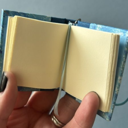 Handmade Notebook Keyring | 48 pages | Blue sea cover | Blue book cloth spine | Plain notebook