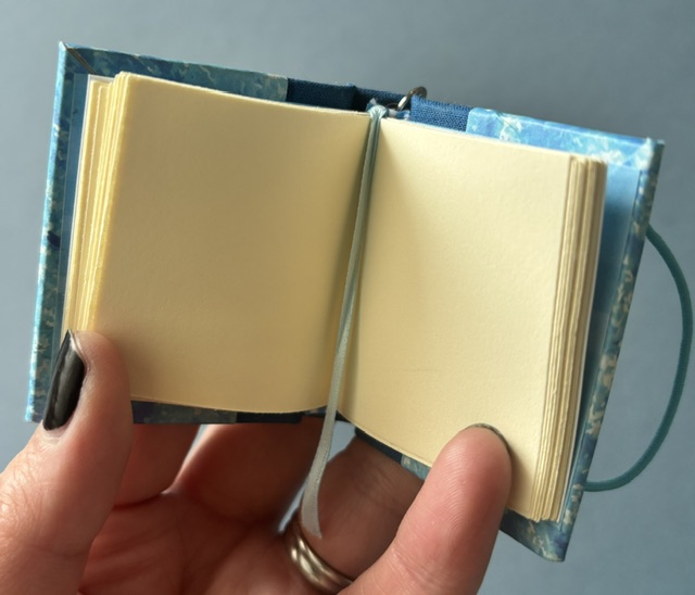 Handmade Notebook Keyring | 48 pages | Blue sea cover | Blue book cloth spine | Plain notebook