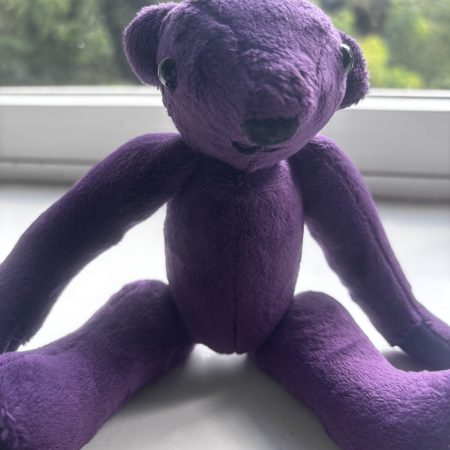 Handmade Jointed Little Teddy Bear in Velvet Fabric