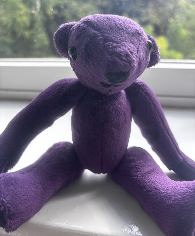 Handmade Jointed Little Teddy Bear in Velvet Fabric