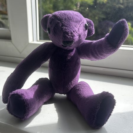 Handmade Jointed Little Teddy Bear in Velvet Fabric