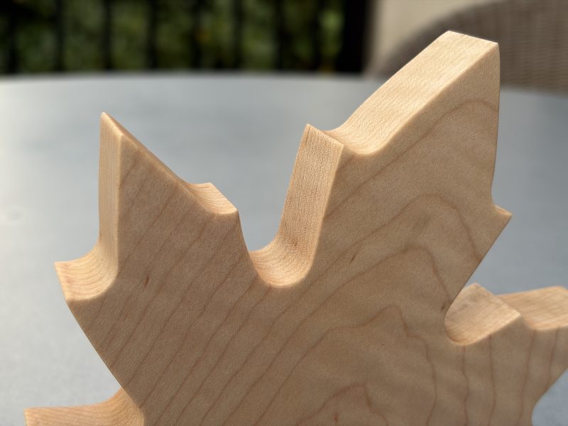 Maple leaf ornament in solid maple