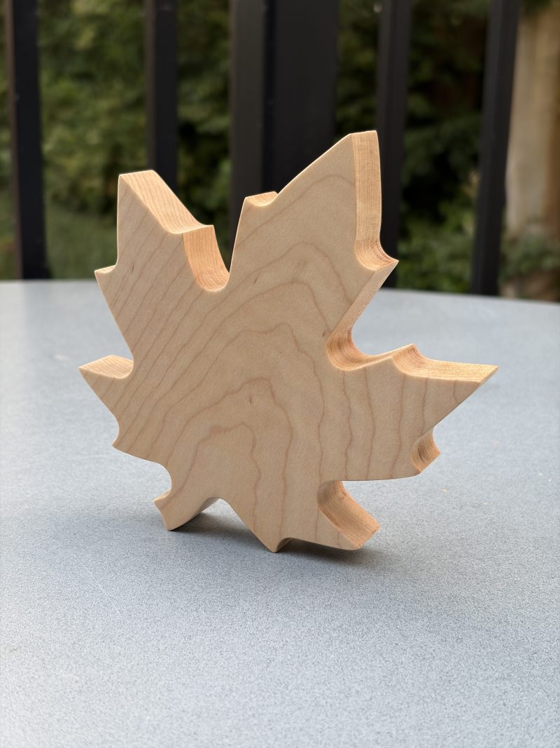 Maple leaf ornament in solid maple
