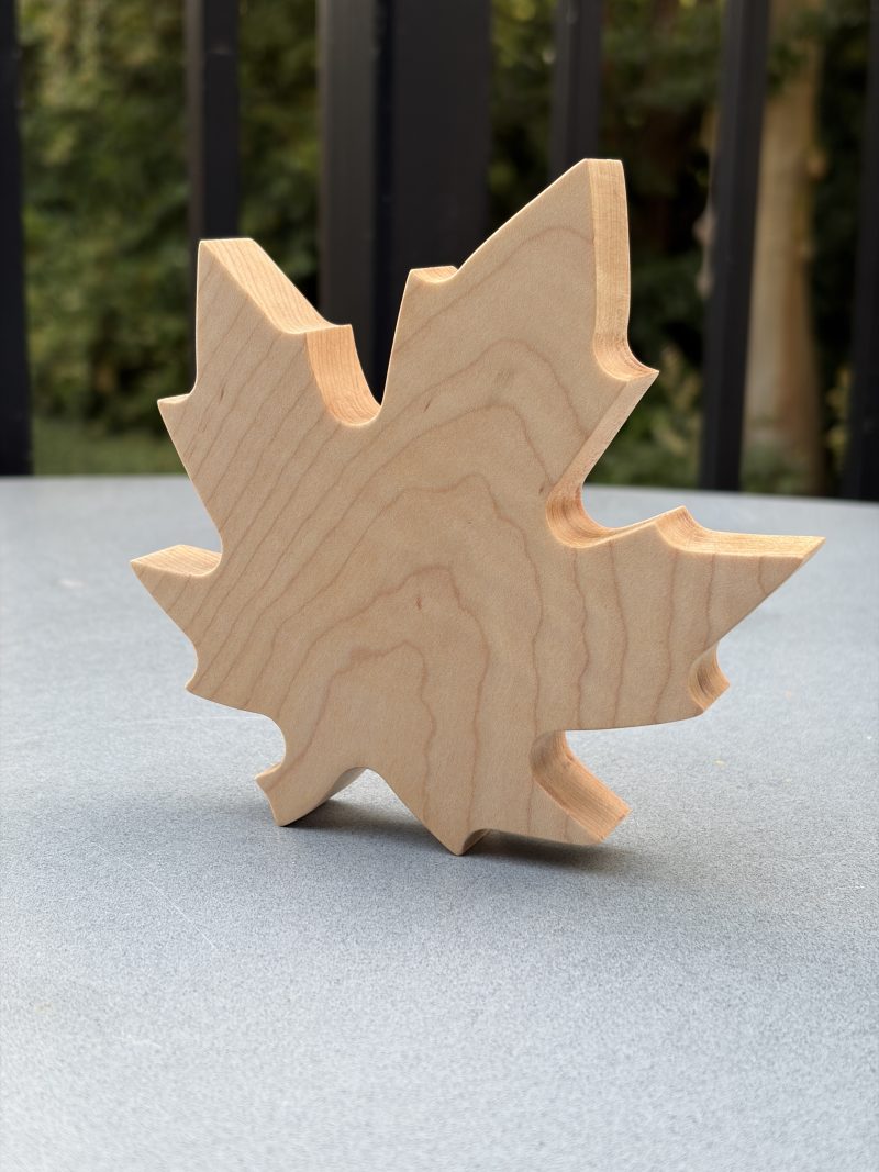 Maple leaf ornament in solid maple