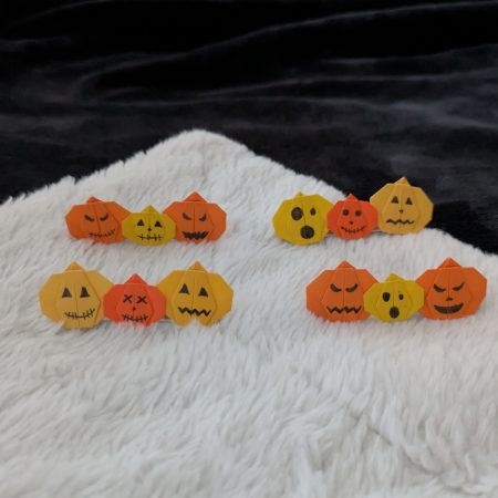(Free UK Delivery) Origami Halloween Hair Clips (Witch Hat/Pumpkin Trio)