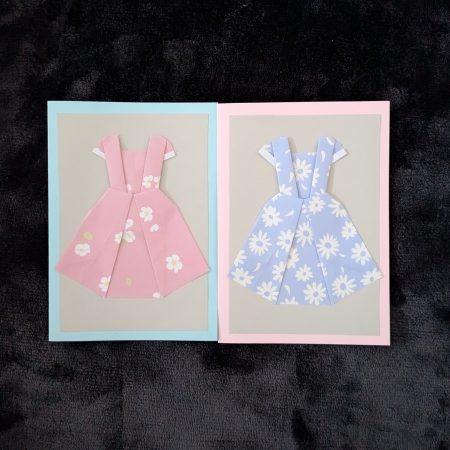 (Set of 5) Handmade Origami Dress Greeting Cards - Cute