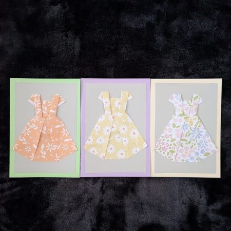 (Set of 5) Handmade Origami Dress Greeting Cards - Cute