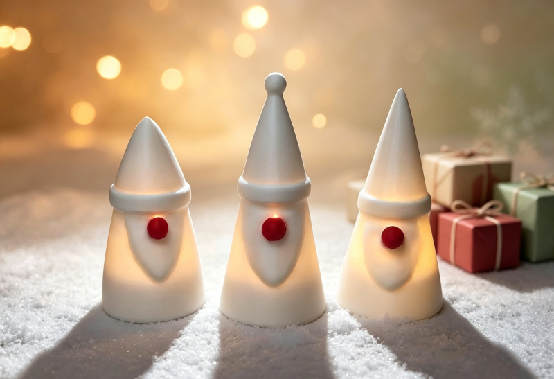 Christmas Norse Gnome Family — Set of 3 LED Tealight Decorations Finished in Minimalistic white can be painted with Acrylic paints