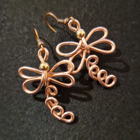 Dragonfly Earrings handmade with copper