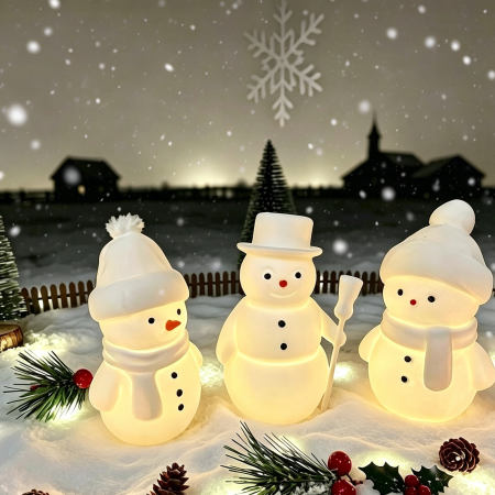 Christmas Snowman Trio — Set of 3 Tealight Holders for Christmas decoration and festive fun