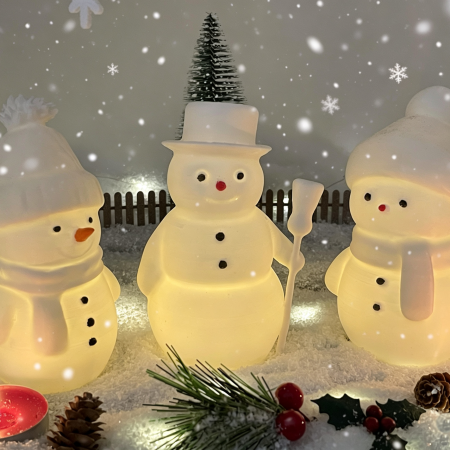Christmas Snowman Trio — Set of 3 Tealight Holders for Christmas decoration and festive fun