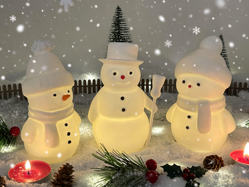 Christmas Snowman Trio — Set of 3 Tealight Holders for Christmas decoration and festive fun