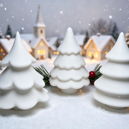 Christmas Tree Trio — Elegant matt white minimalist colour. Ready to Colour & Customise should you wish to