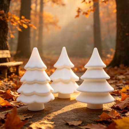 Christmas Tree Trio — Elegant matt white minimalist colour. Ready to Colour & Customise should you wish to