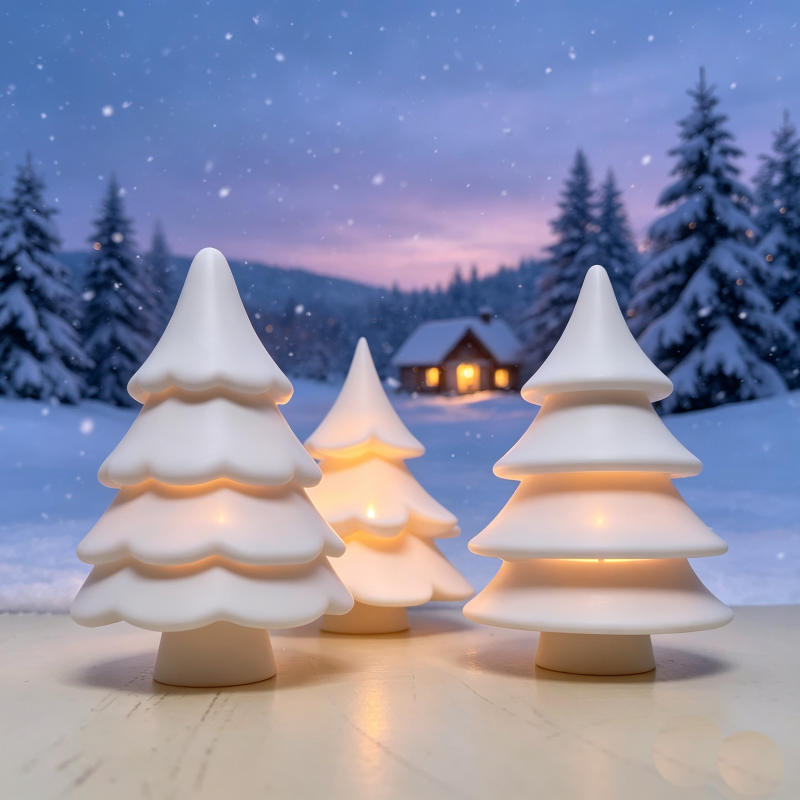 Christmas Tree Trio — Elegant matt white minimalist colour. Ready to Colour & Customise should you wish to