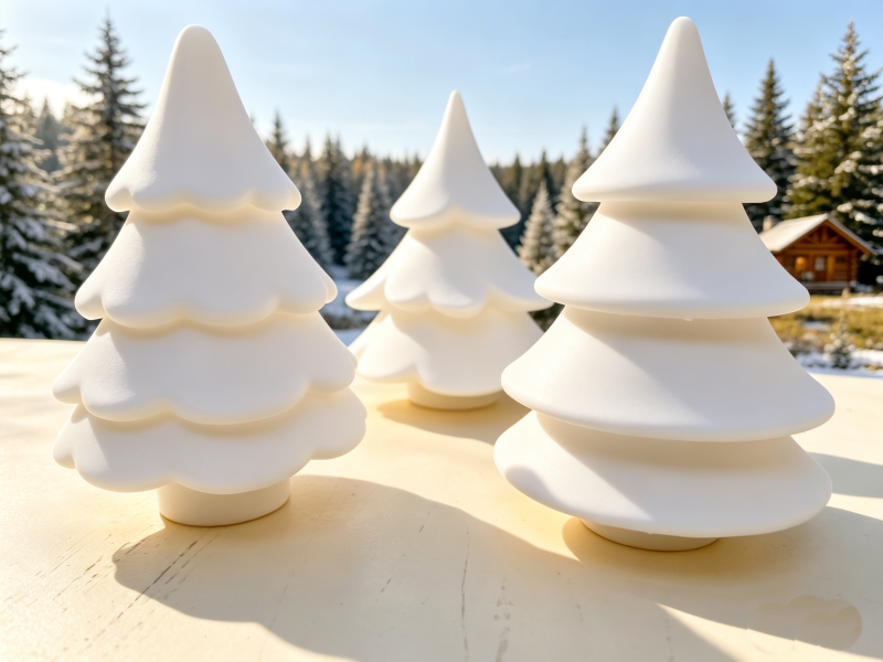 Christmas Tree Trio — Elegant matt white minimalist colour. Ready to Colour & Customise should you wish to