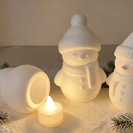 Christmas Snowman Trio — Set of 3 Tealight Holders for Christmas decoration and festive fun