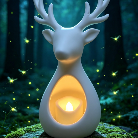 Christmas Tealight Deer Decoration — Supplied in minimalistic white colour> Can be painted with acrylic paint