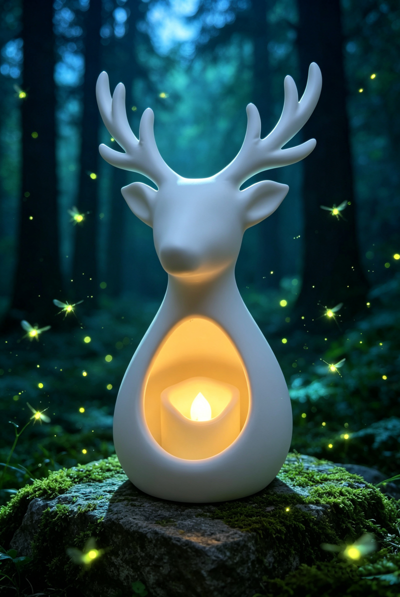 Christmas Tealight Deer Decoration — Supplied in minimalistic white colour> Can be painted with acrylic paint
