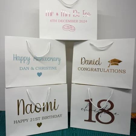 Personalised Gift Bags – Black or White | Wedding & Birthday