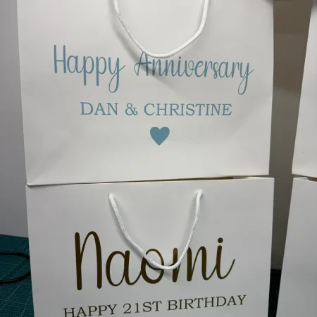 Personalised Gift Bags – Black or White | Wedding & Birthday