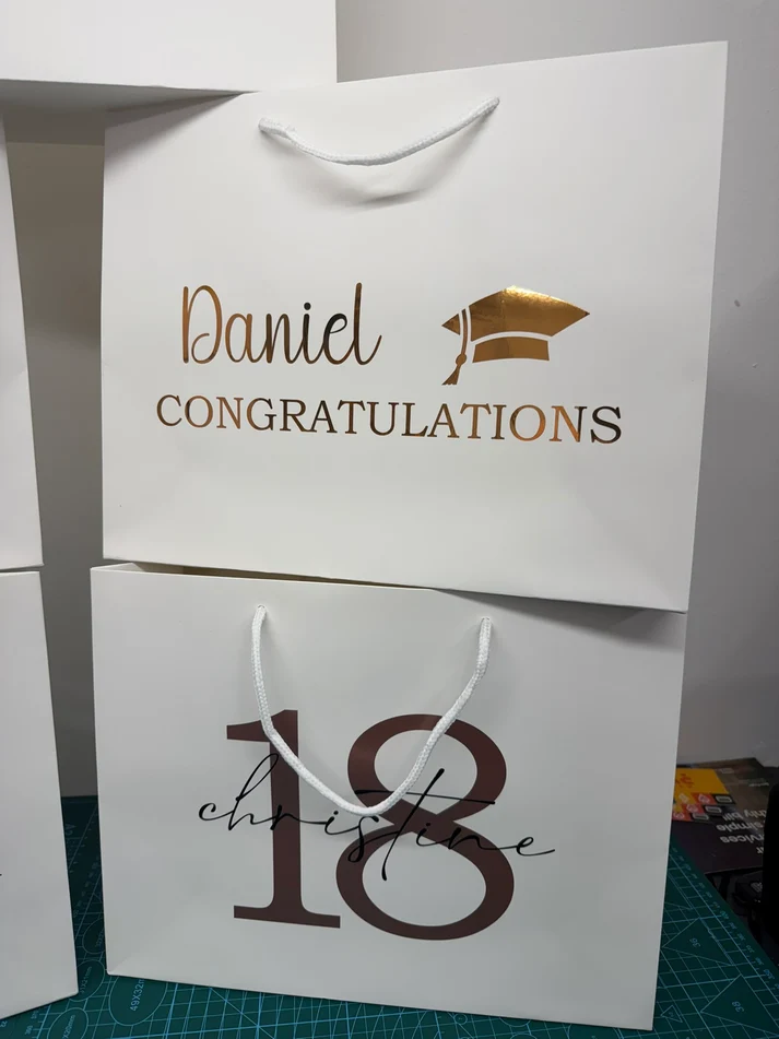 Personalised Gift Bags – Black or White | Wedding & Birthday