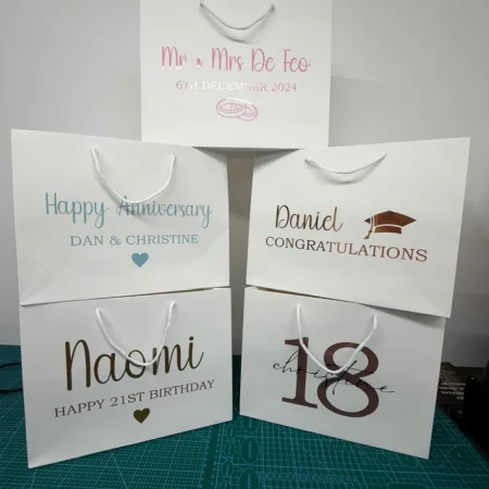 Personalised Gift Bags – Black or White | Wedding & Birthday