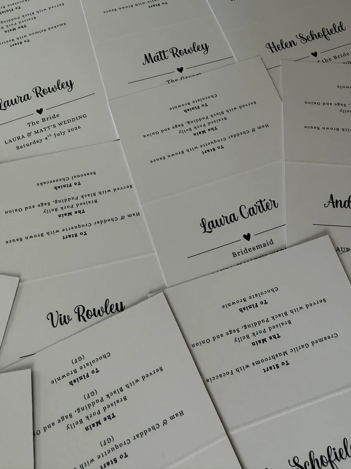 Custom Tent Fold Place Cards – Personalised Wedding Table Cards