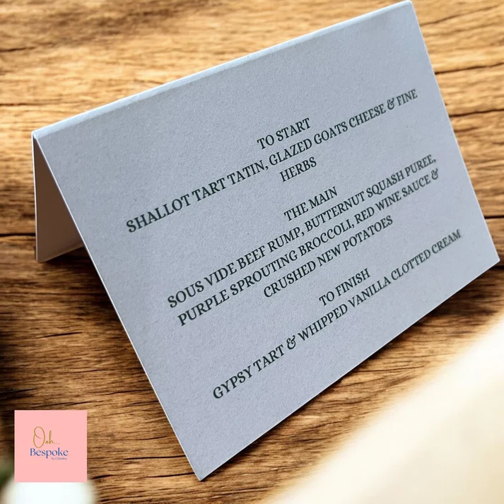 Custom Tent Fold Place Cards – Personalised Wedding Table Cards